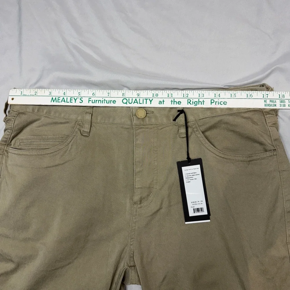 Rhone Everyday Twill Five Pocket Pant NWT Mens 34x32 Khaki Slim Straight